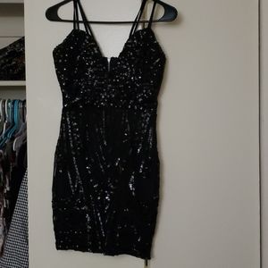 Black Mini Sequin Dress